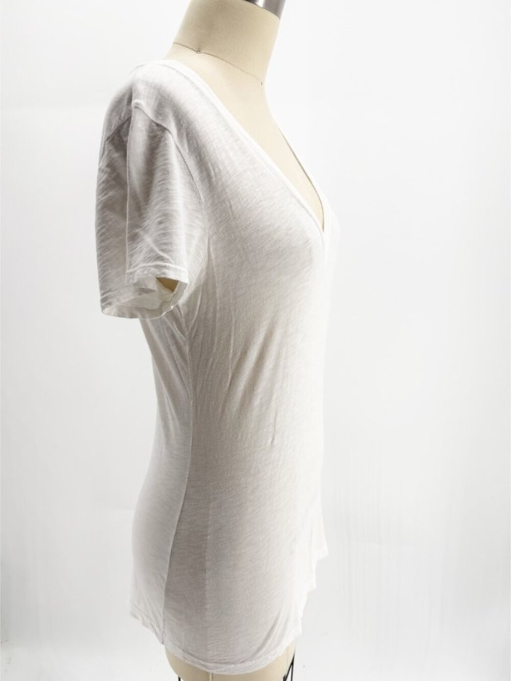 Velvet by Graham & Spencer Lilith Cotton Slub V-Neck Tee | White - Picture 3 of 11